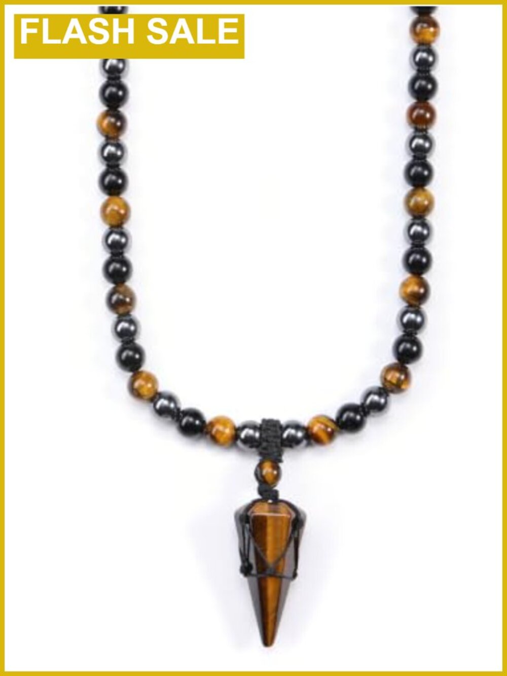 Men's Tiger Eye Hematite Obsidian Beaded Protection Necklace 22in